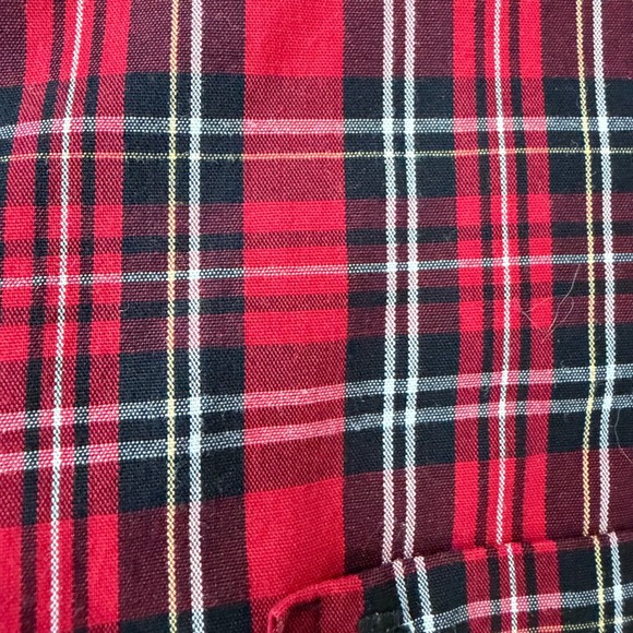 IZOD Mens Red Tartan Plaid Long Sleeve Button Down Shirt Large Holiday Christmas - Picture 5 of 6
